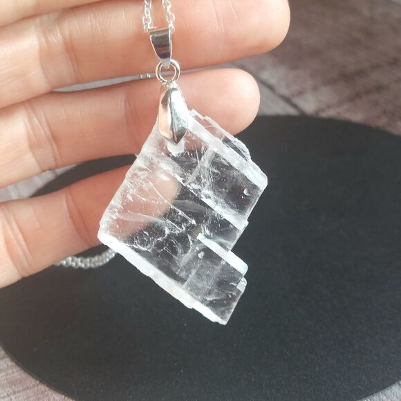 Jewelry - Optical Calcite Necklace Viking Sunstone Crystal Pendant